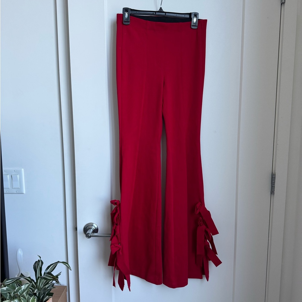 Red Flared Bow Pants